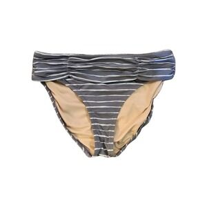 Garnet Hill Womens Ruched Lined Bikini Bottom‎ Gray Striped Size 02